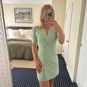 Adelyn Rae Mint Green Double-Breasted Mini Dress